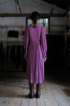 1970's Indian Deep lilac Calico Dress / 印度古著紫丁香碎花細褶洋裝