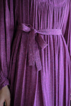1970's Indian Deep lilac Calico Dress / 印度古著紫丁香碎花細褶洋裝