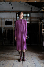 1970's Indian Deep lilac Calico Dress / 印度古著紫丁香碎花細褶洋裝