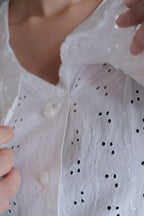 1970's Embroidered Eyelet Flowers Lace Maxi Dress / 古著鏤空刺繡蕾絲長洋裝