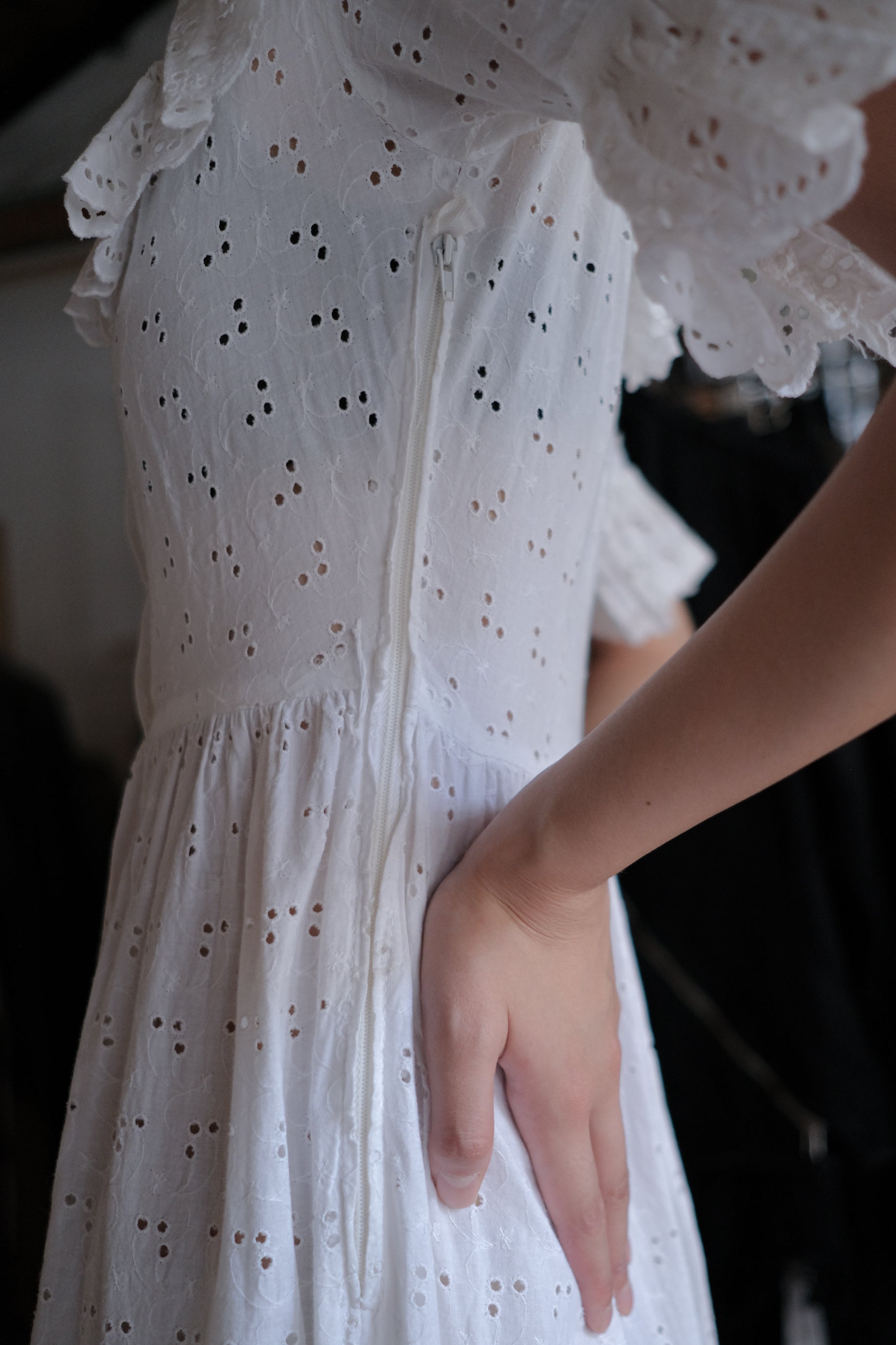 1970's Embroidered Eyelet Flowers Lace Maxi Dress / 古著鏤空刺繡蕾絲長洋裝