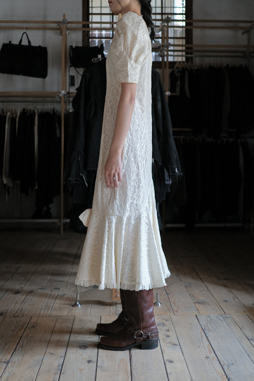 1970’s "Hana Hou" Muumuu Lace Dress / 古著米色穆穆蕾絲洋裝