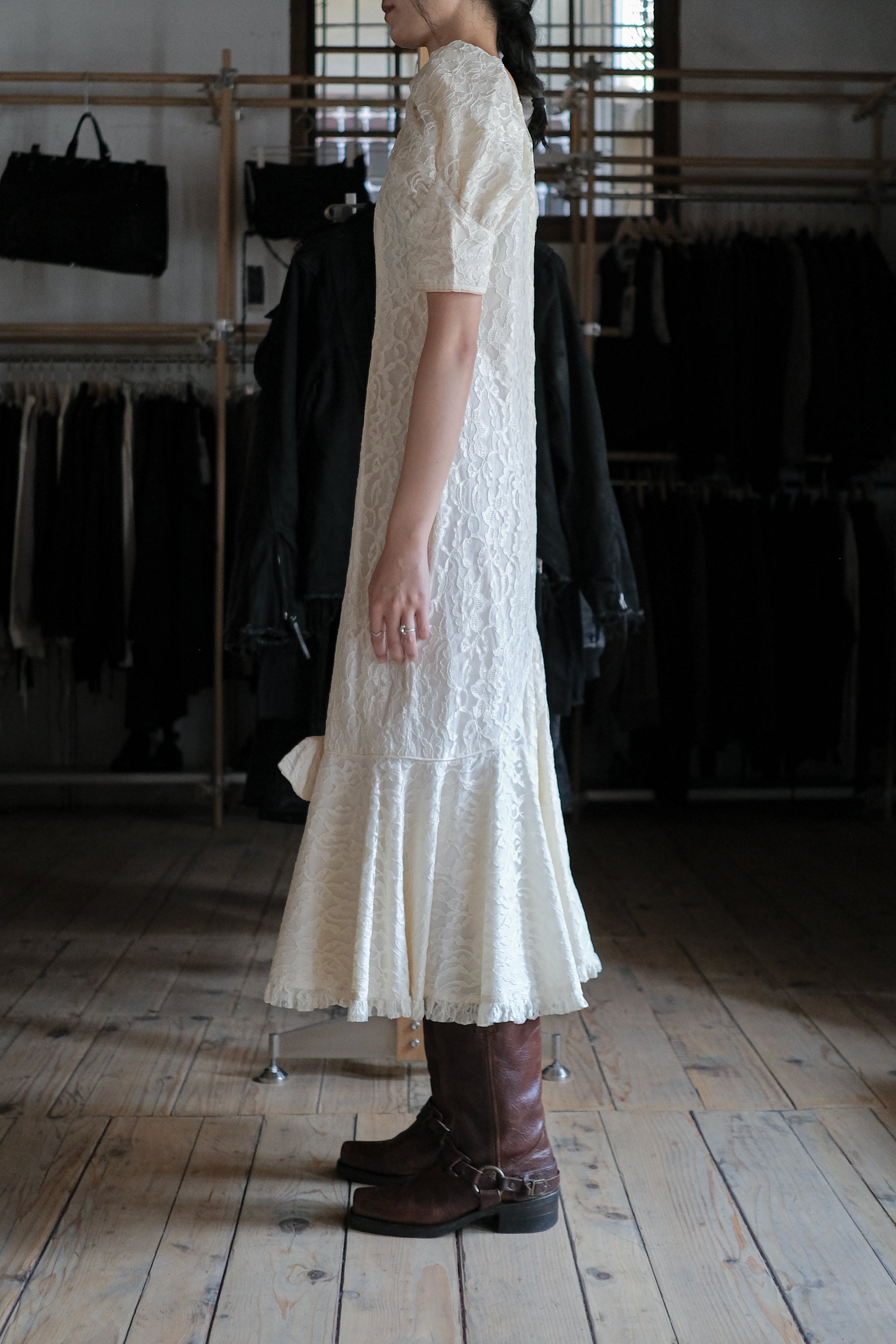 1970’s "Hana Hou" Muumuu Lace Dress / 古著米色穆穆蕾絲洋裝