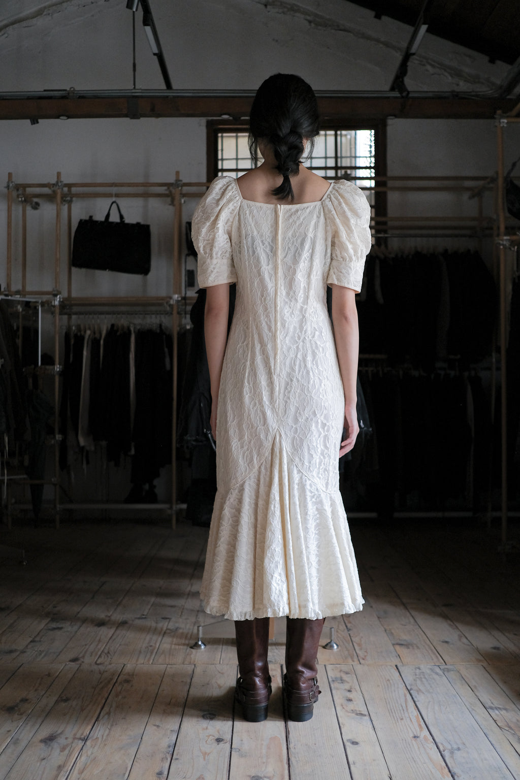 1970’s "Hana Hou" Muumuu Lace Dress / 古著米色穆穆蕾絲洋裝