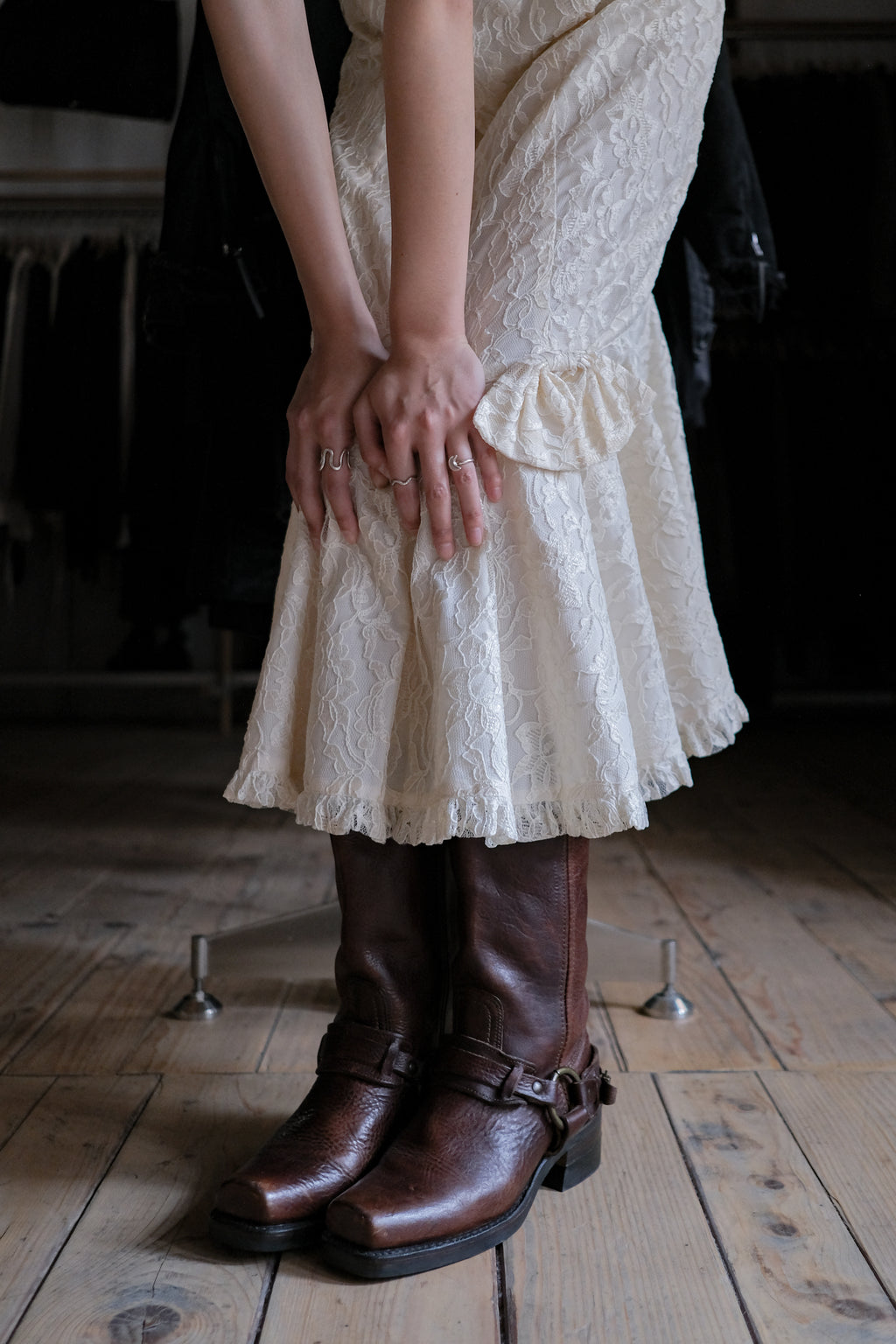 1970’s "Hana Hou" Muumuu Lace Dress / 古著米色穆穆蕾絲洋裝