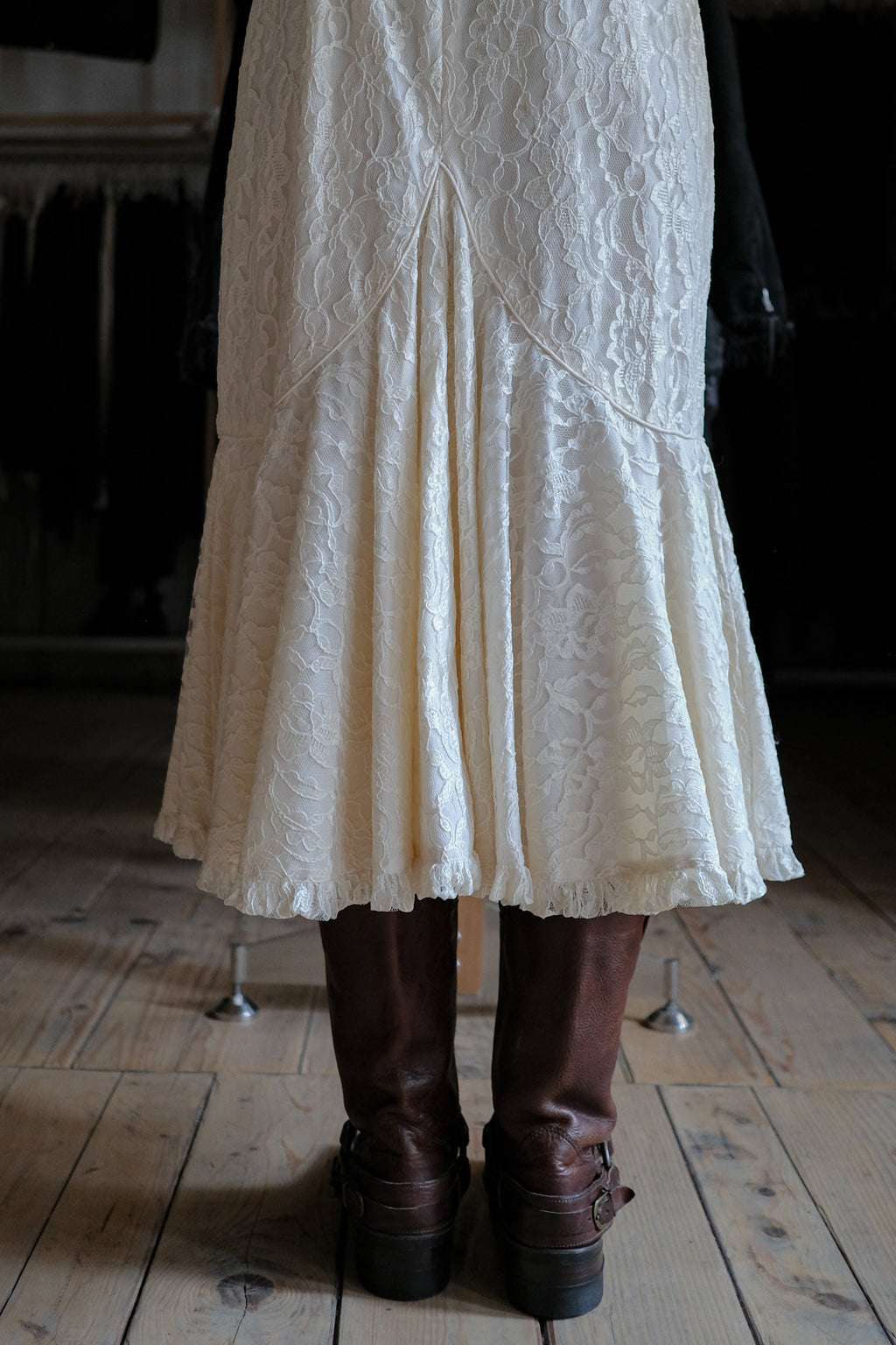 1970’s "Hana Hou" Muumuu Lace Dress / 古著米色穆穆蕾絲洋裝