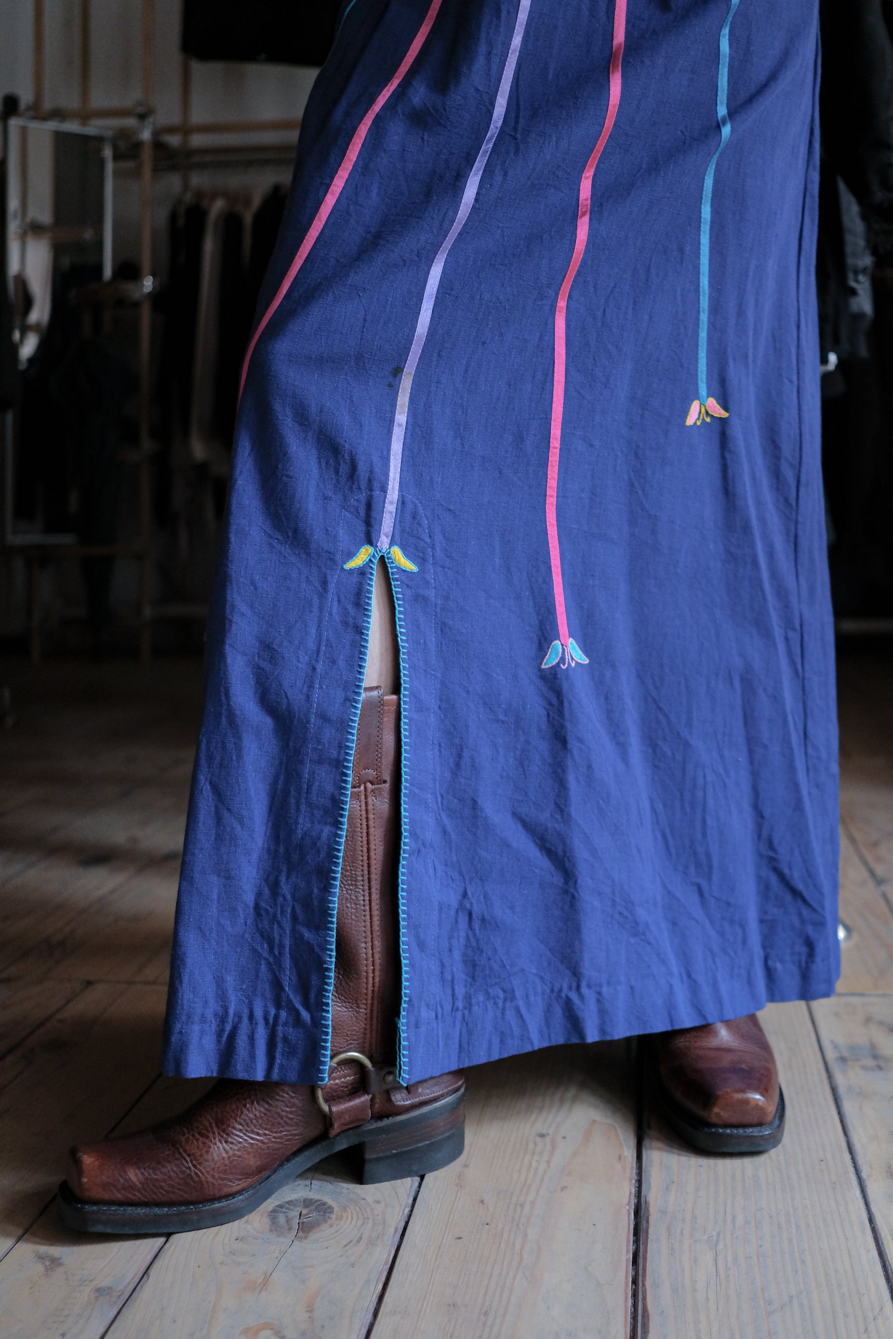 1960's Irene Pulos Mexican Folk Art Applique Kaftan / Rare墨西哥古著民族嵌花刺繡長袍
