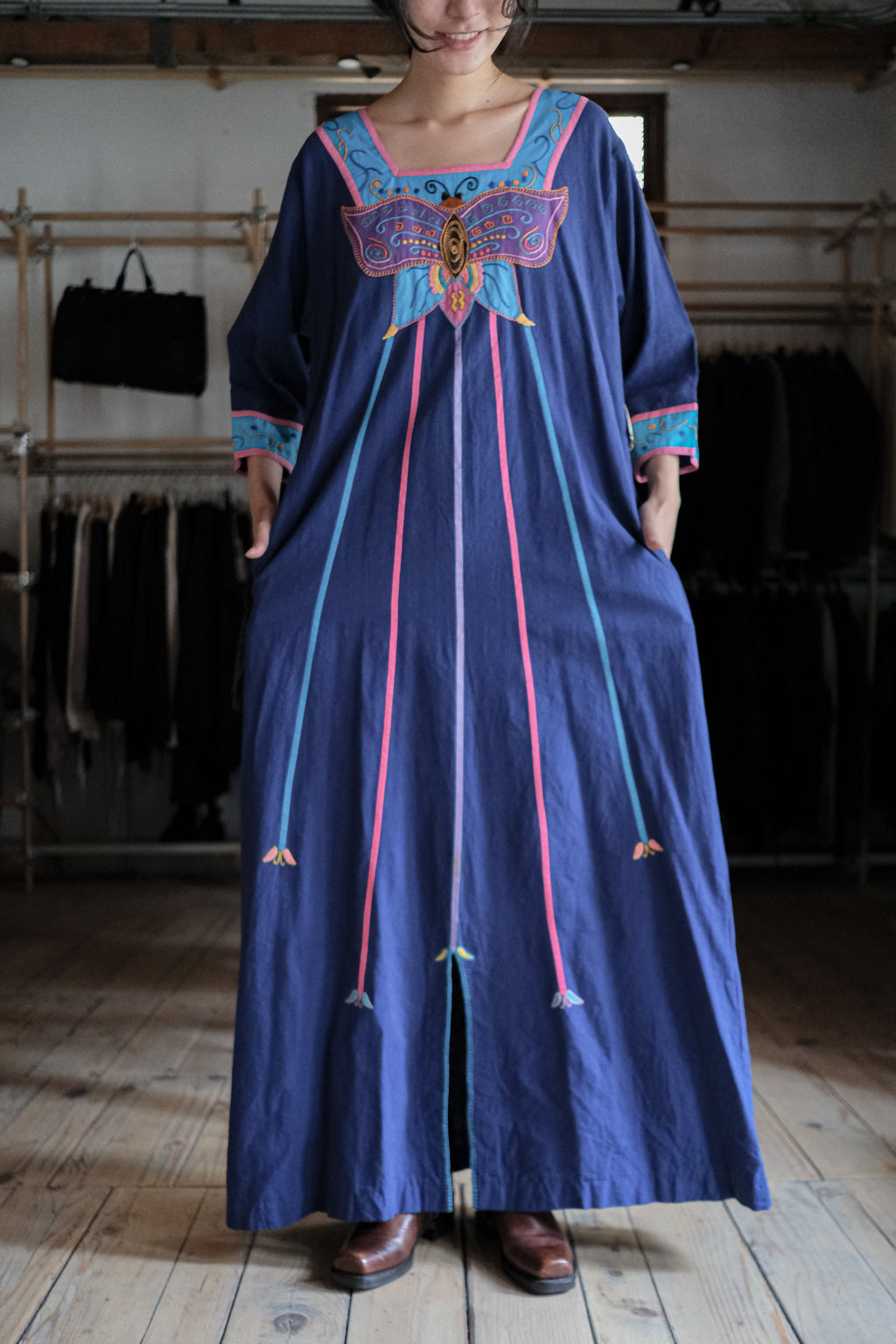 1970’s Josefa Embroidered Boho Mexican Kaftan / 古著Josefa緞帶刺繡墨西哥洋裝