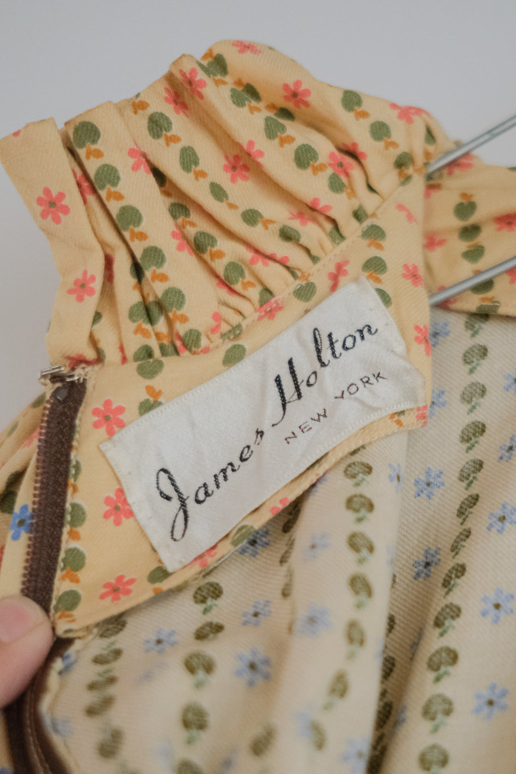 1970’s James Holton Puff Sleeve Dress / 古著果昔泡泡袖荷葉魚尾洋裝