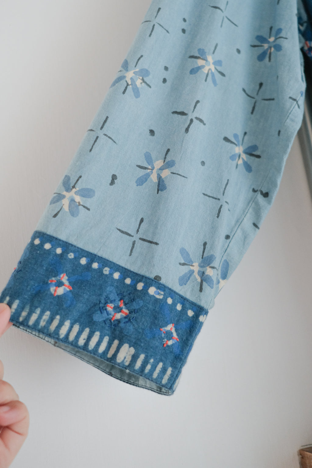 1990’s Indian Indigo Batik Embroidered Dress / 印度古著靛藍蠟染手刺繡洋裝