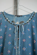 1990’s Indian Indigo Batik Embroidered Dress / 印度古著靛藍蠟染手刺繡洋裝