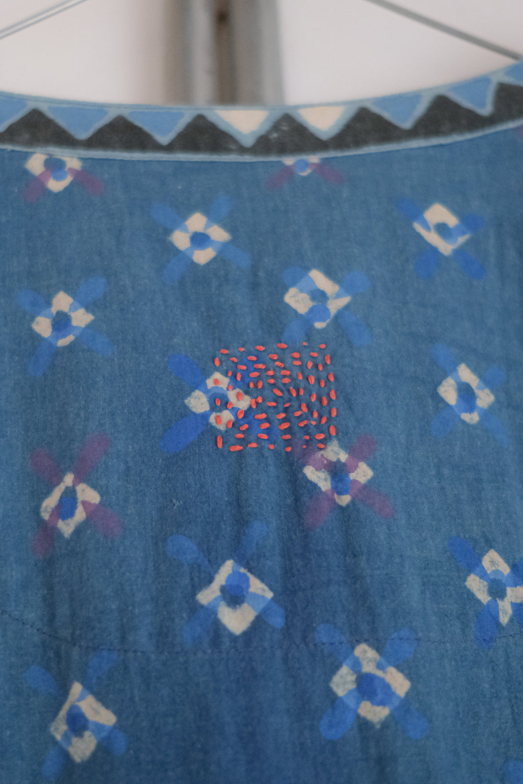 1990’s Indian Indigo Batik Embroidered Dress / 印度古著靛藍蠟染手刺繡洋裝