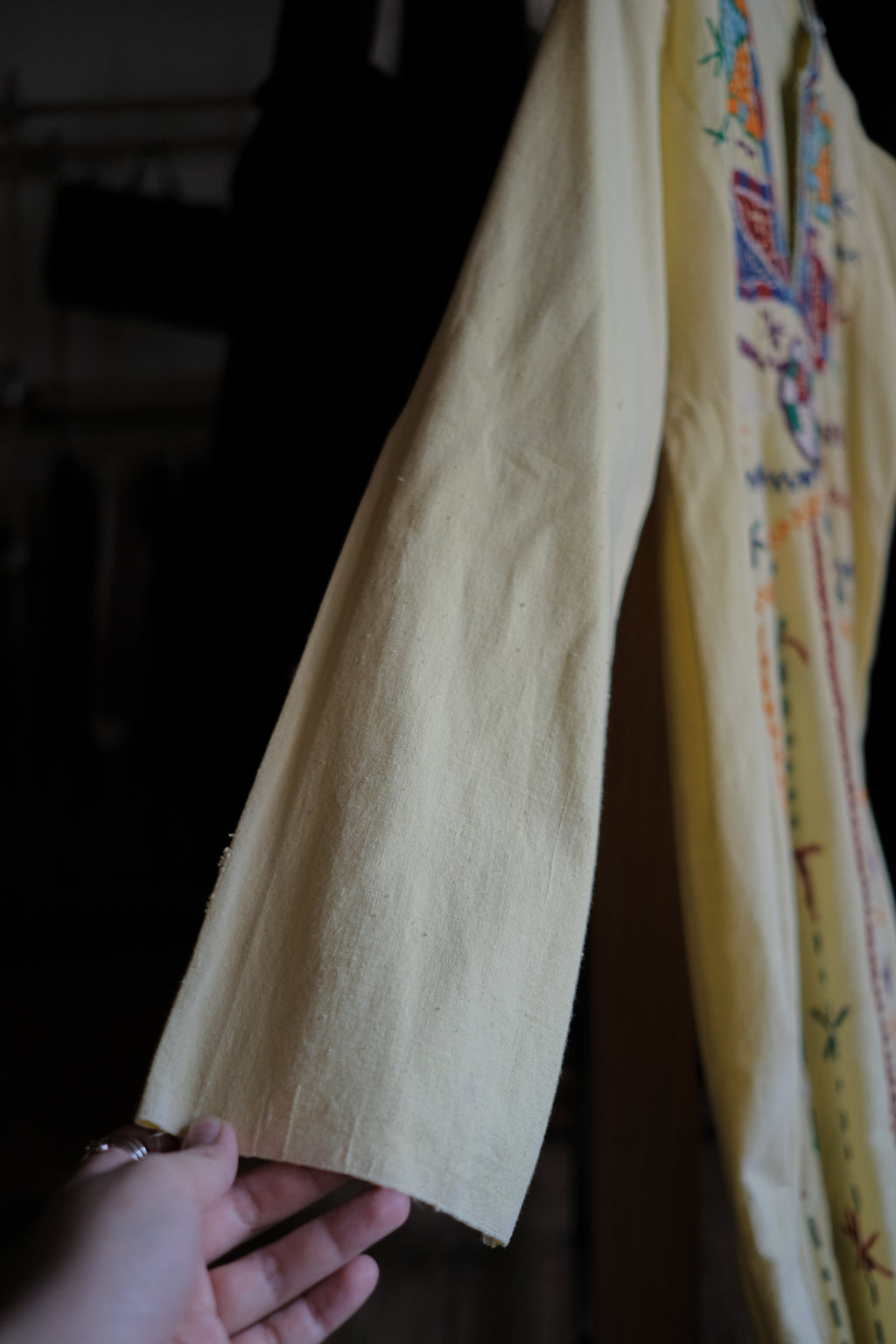 Vintage Egyptian Siwa Oasis Kaftan / 埃及古著奶油黃錫瓦刺繡長袍
