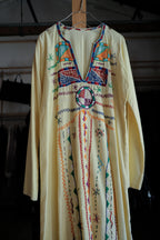 Vintage Egyptian Siwa Oasis Kaftan / 埃及古著奶油黃錫瓦刺繡長袍