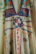 Vintage Egyptian Siwa Oasis Kaftan / 埃及古著奶油黃錫瓦刺繡長袍