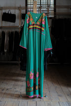 1980’s Egyptian Embroidered Kaftan / 埃及古著羽綠藍刺繡長袍