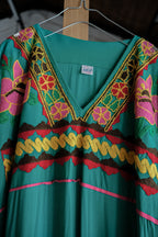 1980’s Egyptian Embroidered Kaftan / 埃及古著羽綠藍刺繡長袍