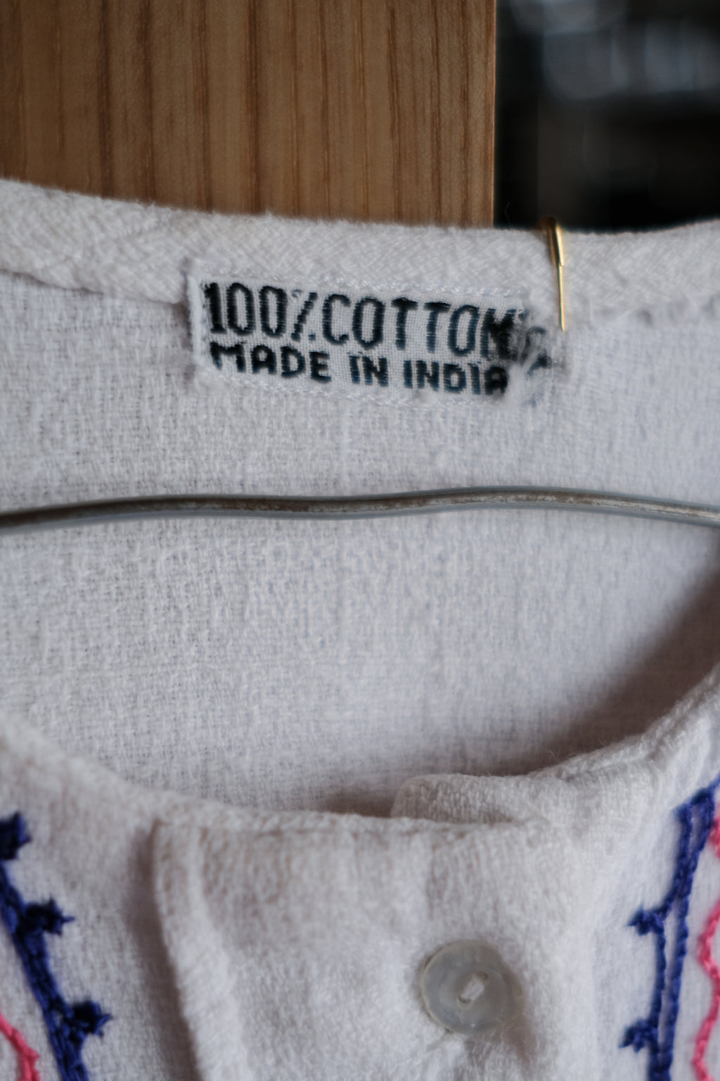 Vintage Indian Hand Embroidered Cotton Gauze Folk Kaftan / 印度古著手刺繡棉紗民族長袍