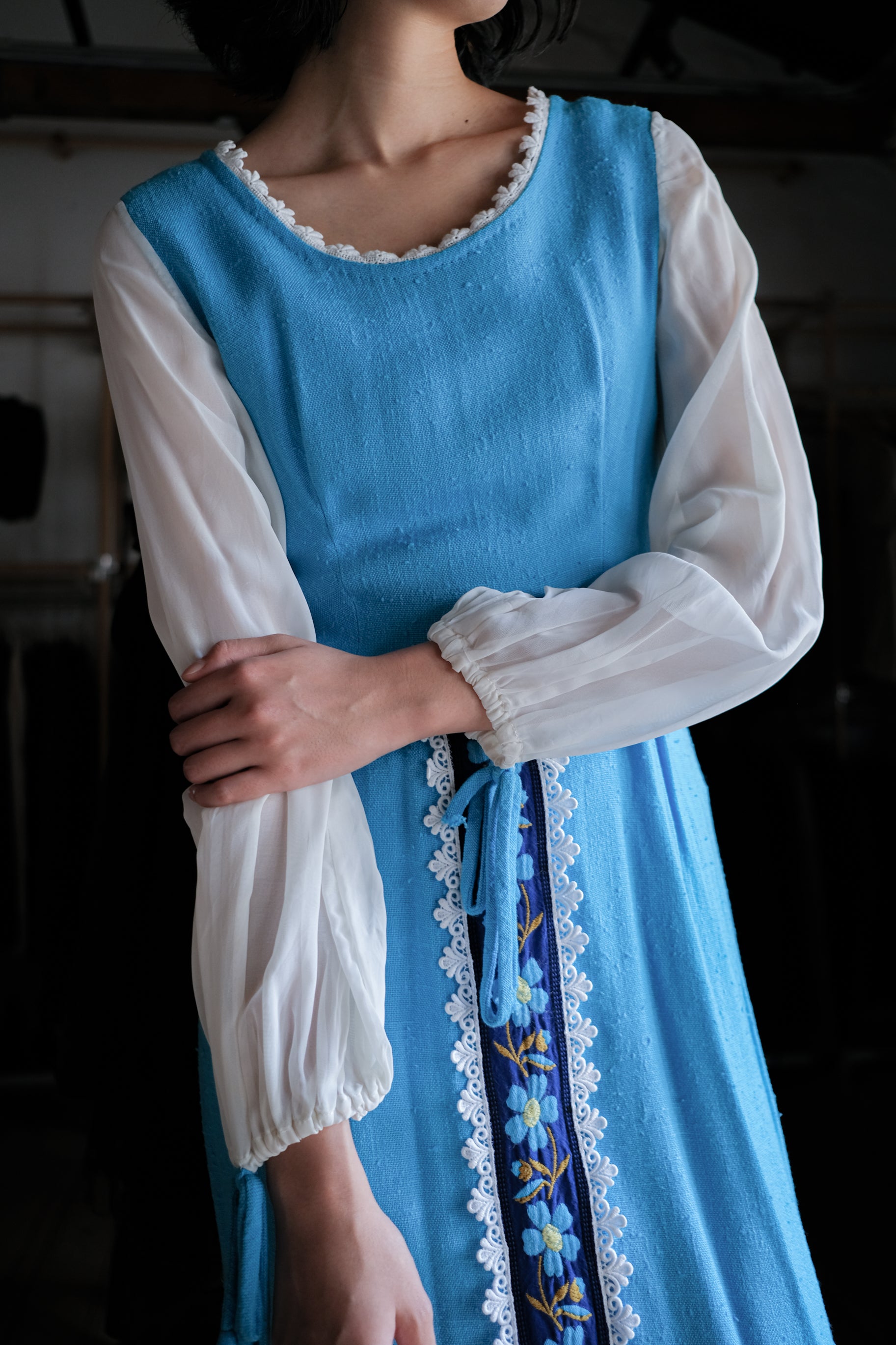 1970's Europe Embroidered Prairie Dress / 歐洲古著刺繡洋裝