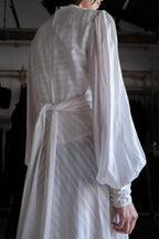 1970's Lace Bid Empire Waist Belted Dress / 古著蕾絲高腰綁帶長裙