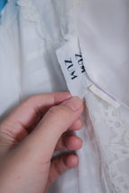 1970's Lace Bid Empire Waist Belted Dress / 古著蕾絲高腰綁帶長裙