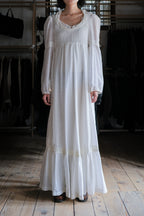 1970's "Jack Kramer" Pleated Empire Waist Belted Dress / 古著褶襉高腰綁帶長裙