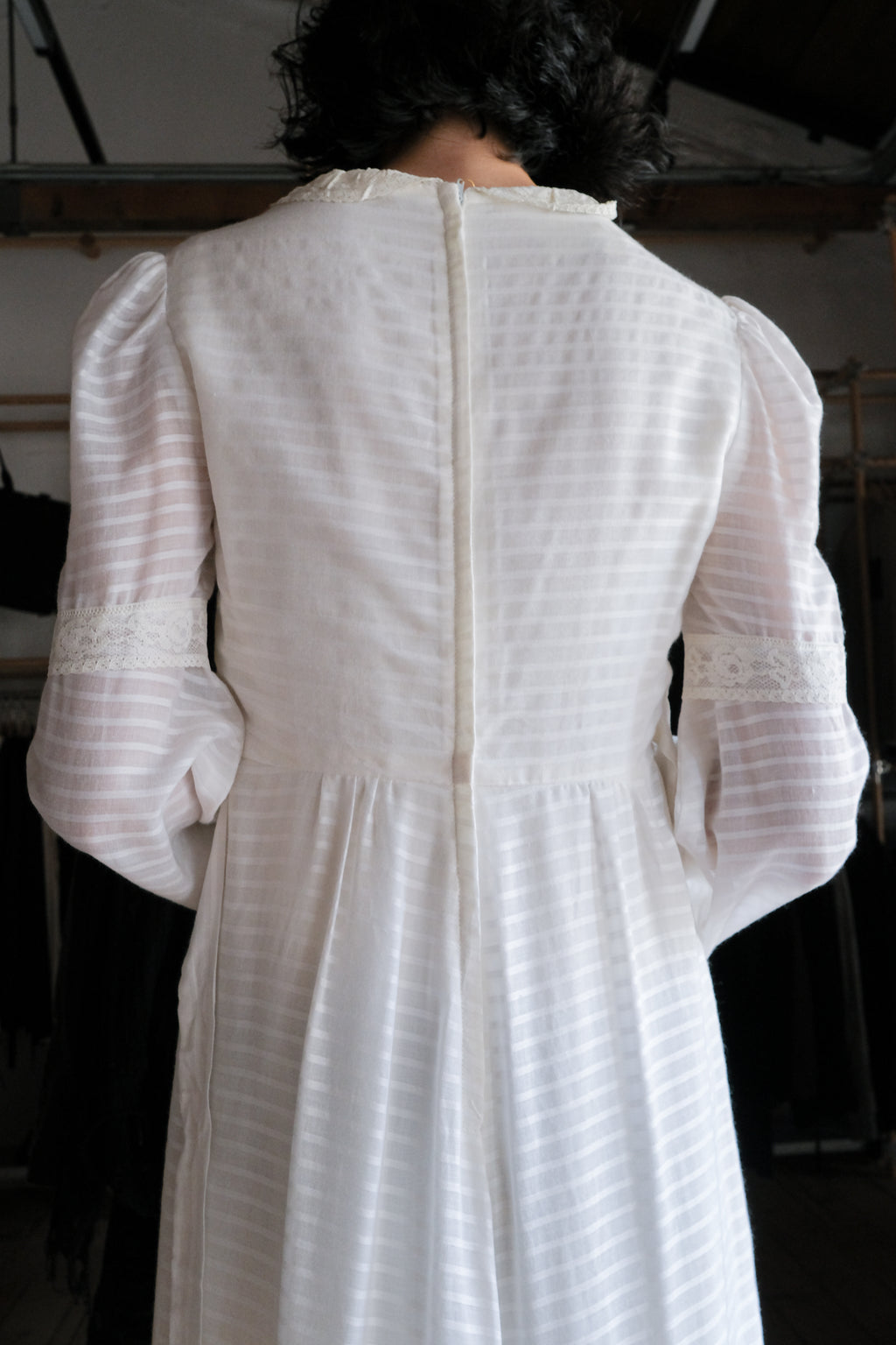 1970's "Jack Kramer" Pleated Empire Waist Belted Dress / 古著褶襉高腰綁帶長裙