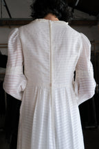 1970's "Jack Kramer" Pleated Empire Waist Belted Dress / 古著褶襉高腰綁帶長裙