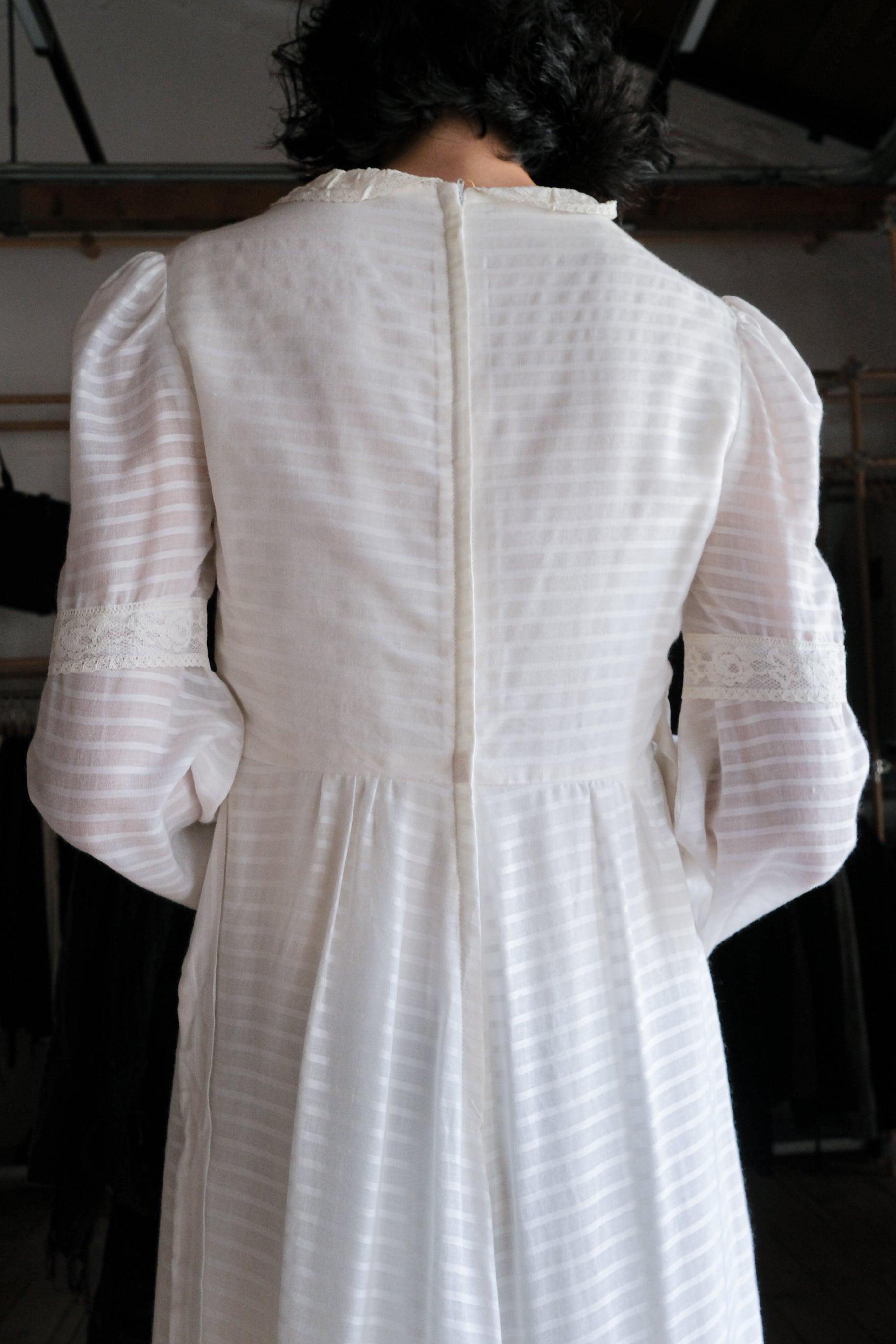 1970's "Jack Kramer" Pleated Empire Waist Belted Dress / 古著褶襉高腰綁帶長裙