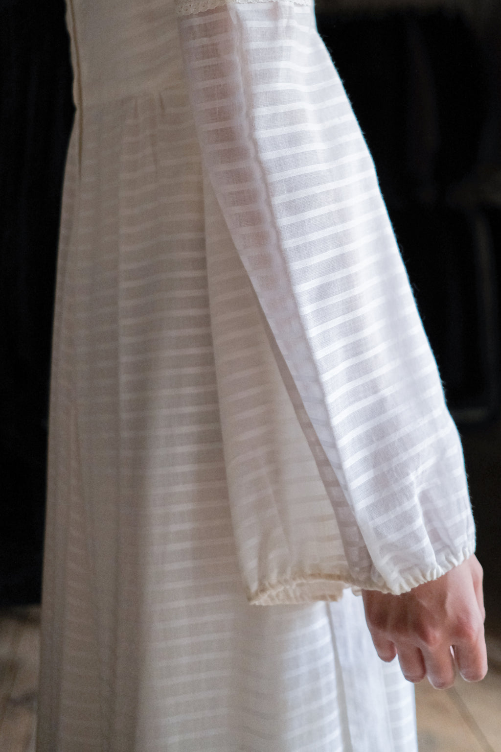 1970's "Jack Kramer" Pleated Empire Waist Belted Dress / 古著褶襉高腰綁帶長裙