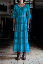 1970's Crochet Lace Bell Sleeve Maxi Dress / 古著鉤針蕾絲鐘形袖長裙