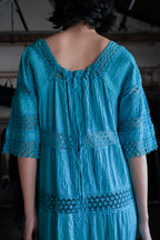 1970's Crochet Lace Bell Sleeve Maxi Dress / 古著鉤針蕾絲鐘形袖長裙
