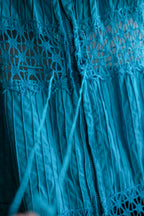 1970's Crochet Lace Bell Sleeve Maxi Dress / 古著鉤針蕾絲鐘形袖長裙