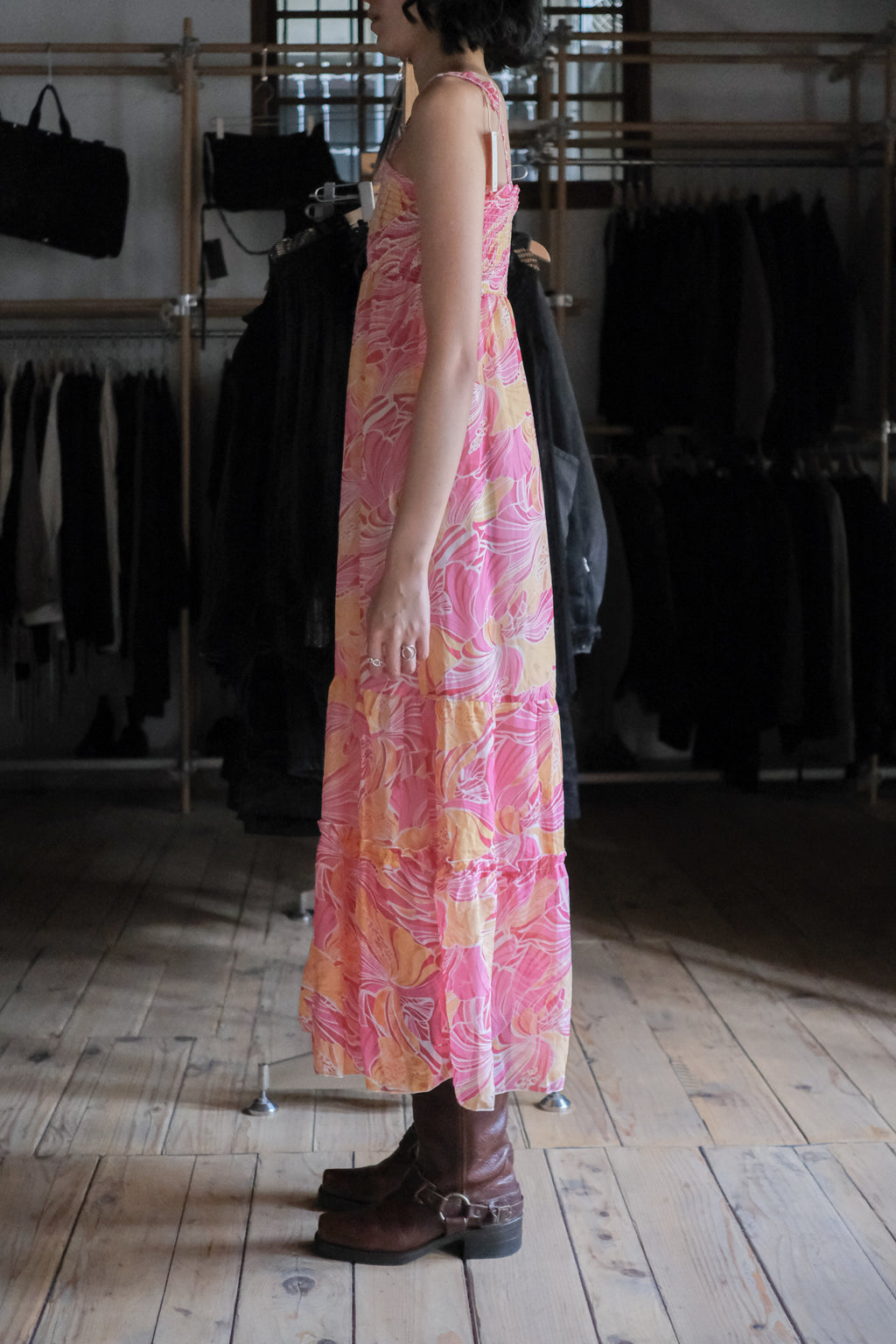 Vintage Floral Printed Dress / 古著夏日花卉平口洋裝