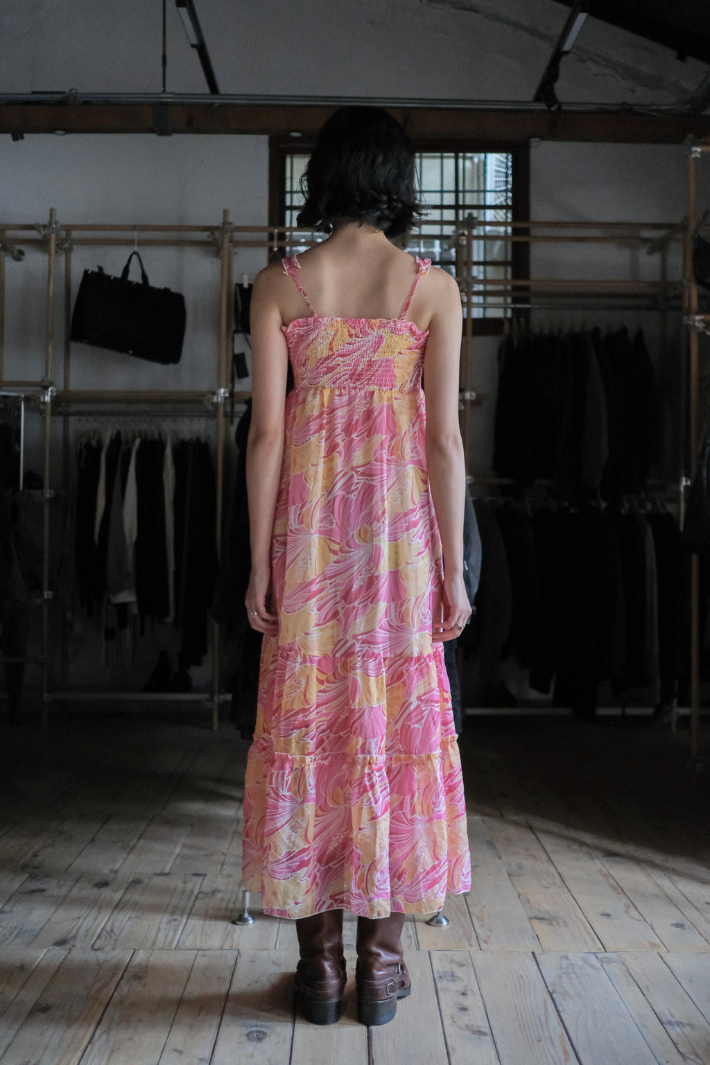 Vintage Floral Printed Dress / 古著夏日花卉平口洋裝