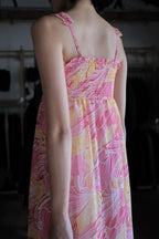 Vintage Floral Printed Dress / 古著夏日花卉平口洋裝