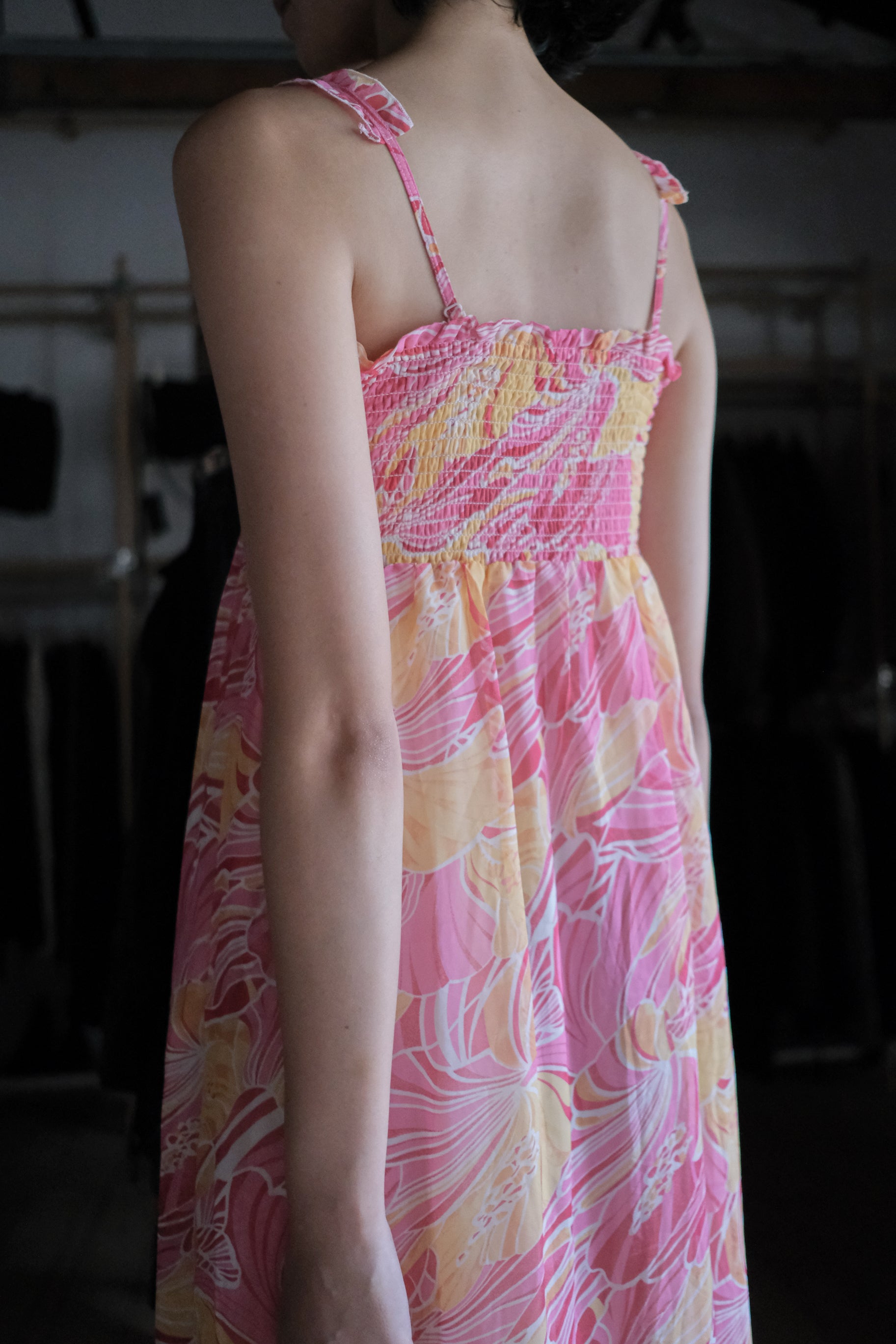 Vintage Floral Printed Dress / 古著夏日花卉平口洋裝