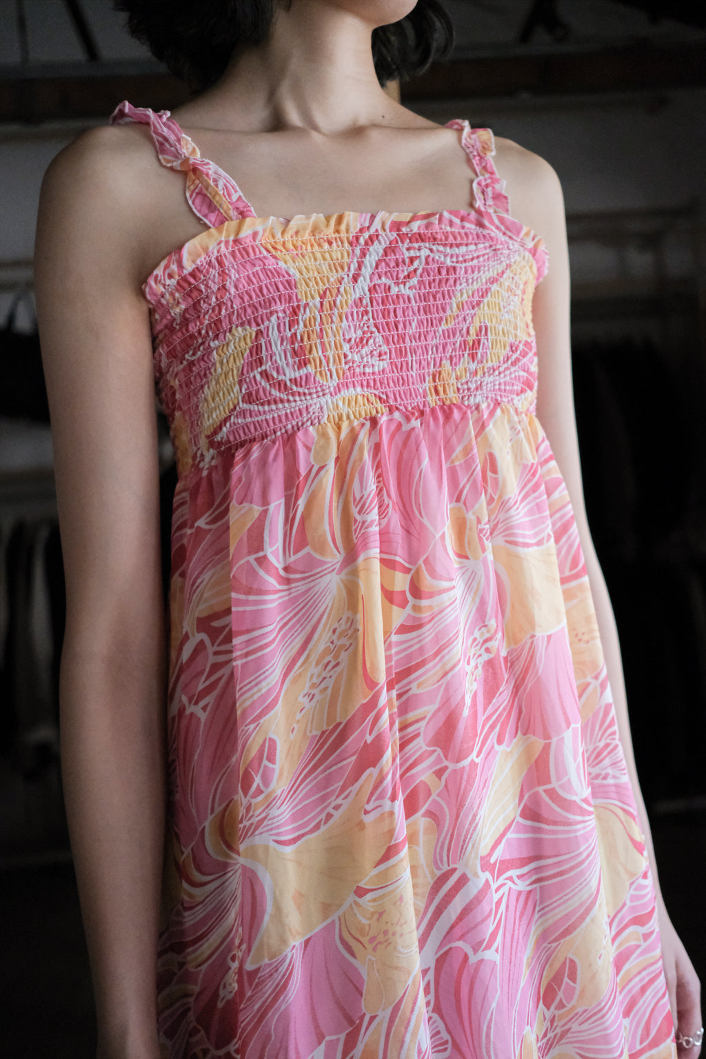 Vintage Floral Printed Dress / 古著夏日花卉平口洋裝