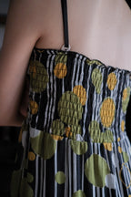 Vintage Striped Polka Dot Print Dres / 古著花紋印花平口洋裝
