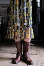 Vintage Striped Polka Dot Print Dres / 古著花紋印花平口洋裝