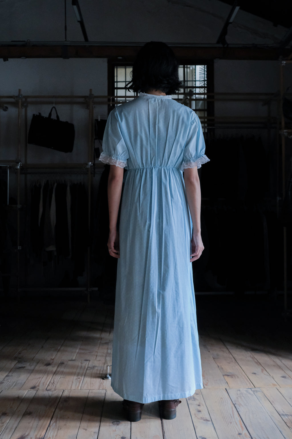 Vintage Nightgown Sheer Dress / 古著水色點點透膚睡袍洋裝