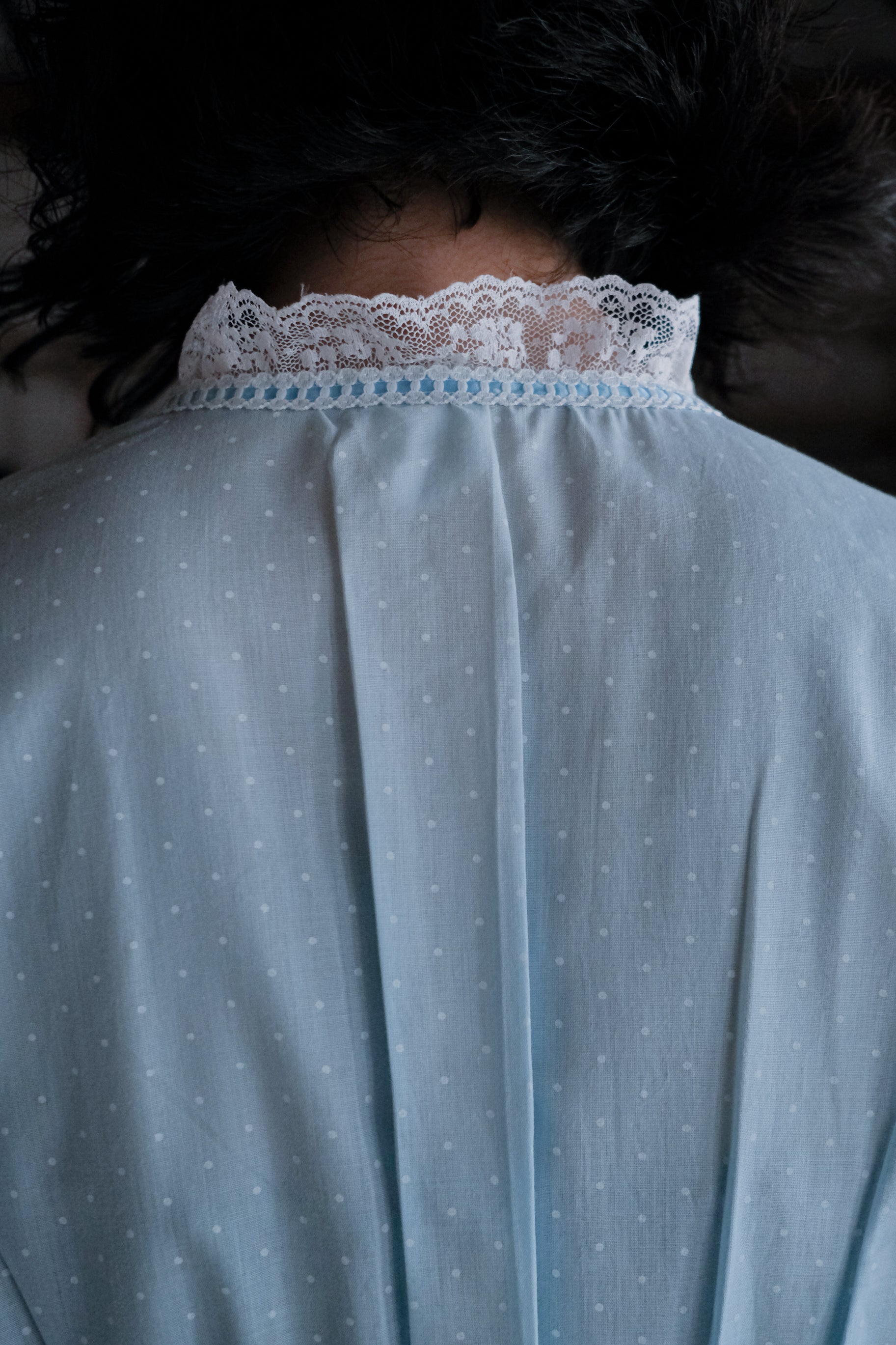 Vintage Nightgown Sheer Dress / 古著水色點點透膚睡袍洋裝