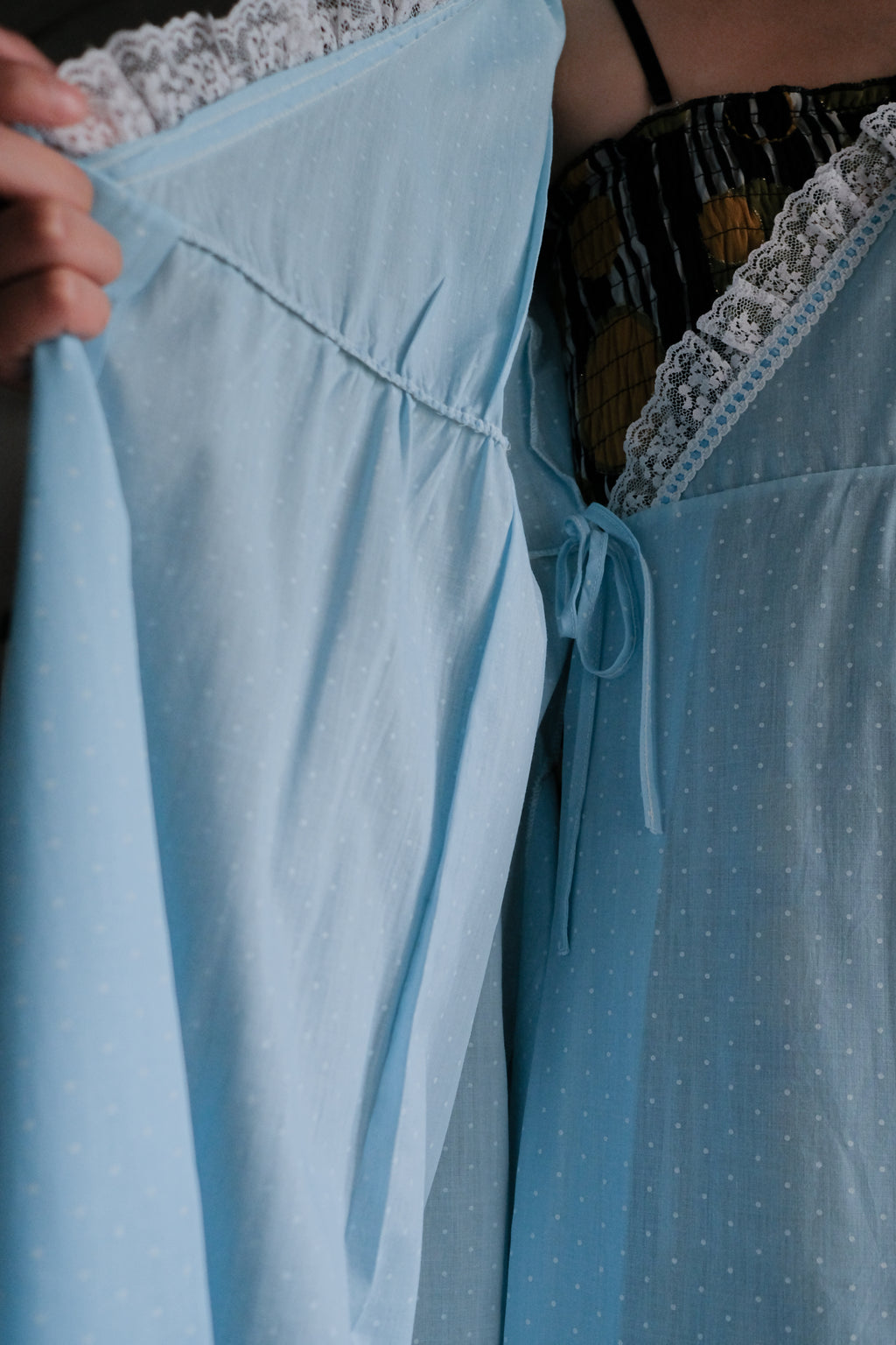 Vintage Nightgown Sheer Dress / 古著水色點點透膚睡袍洋裝