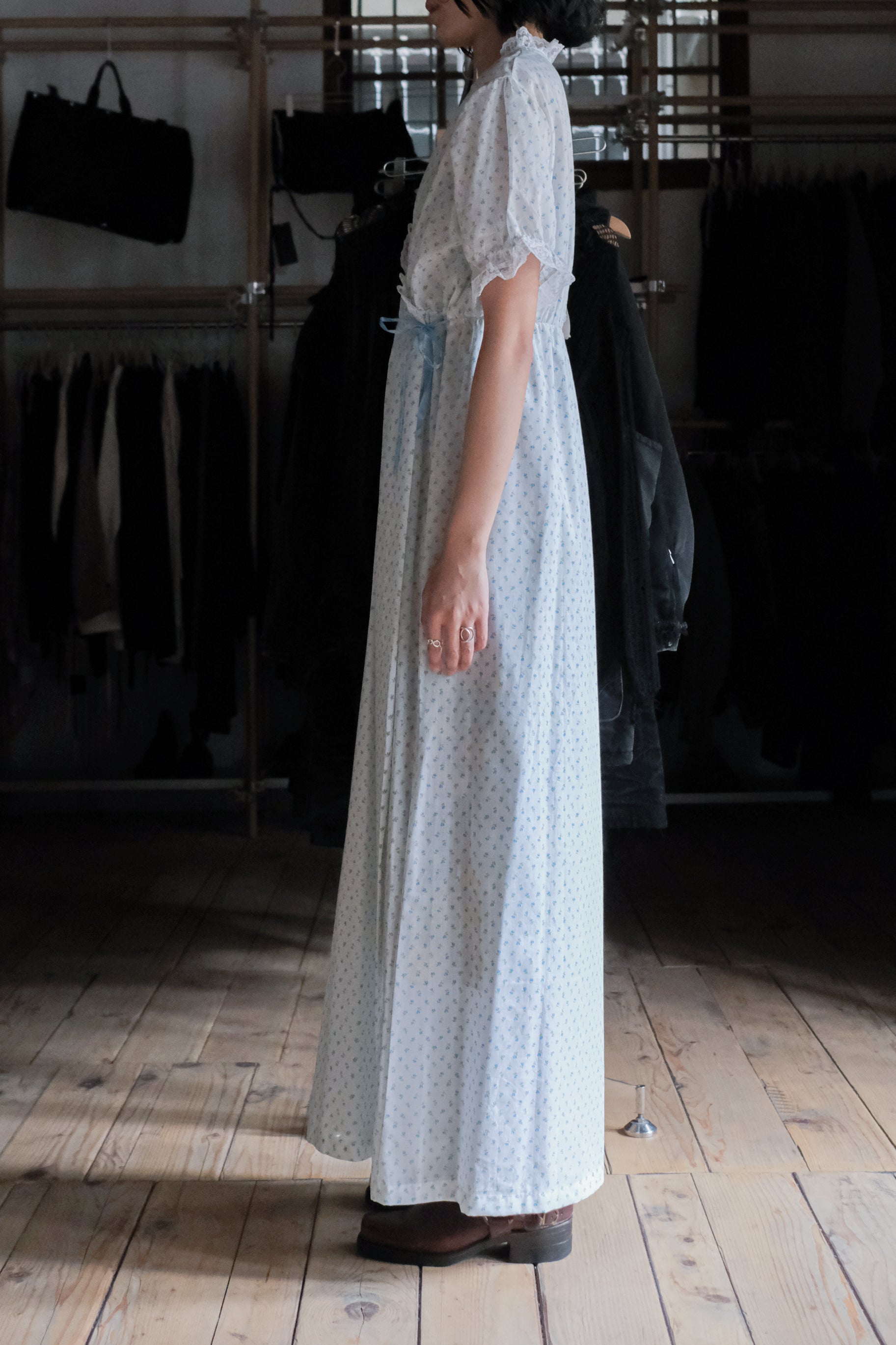 Vintage Nightgown Sheer Dress / 古著滿花透膚睡袍洋裝