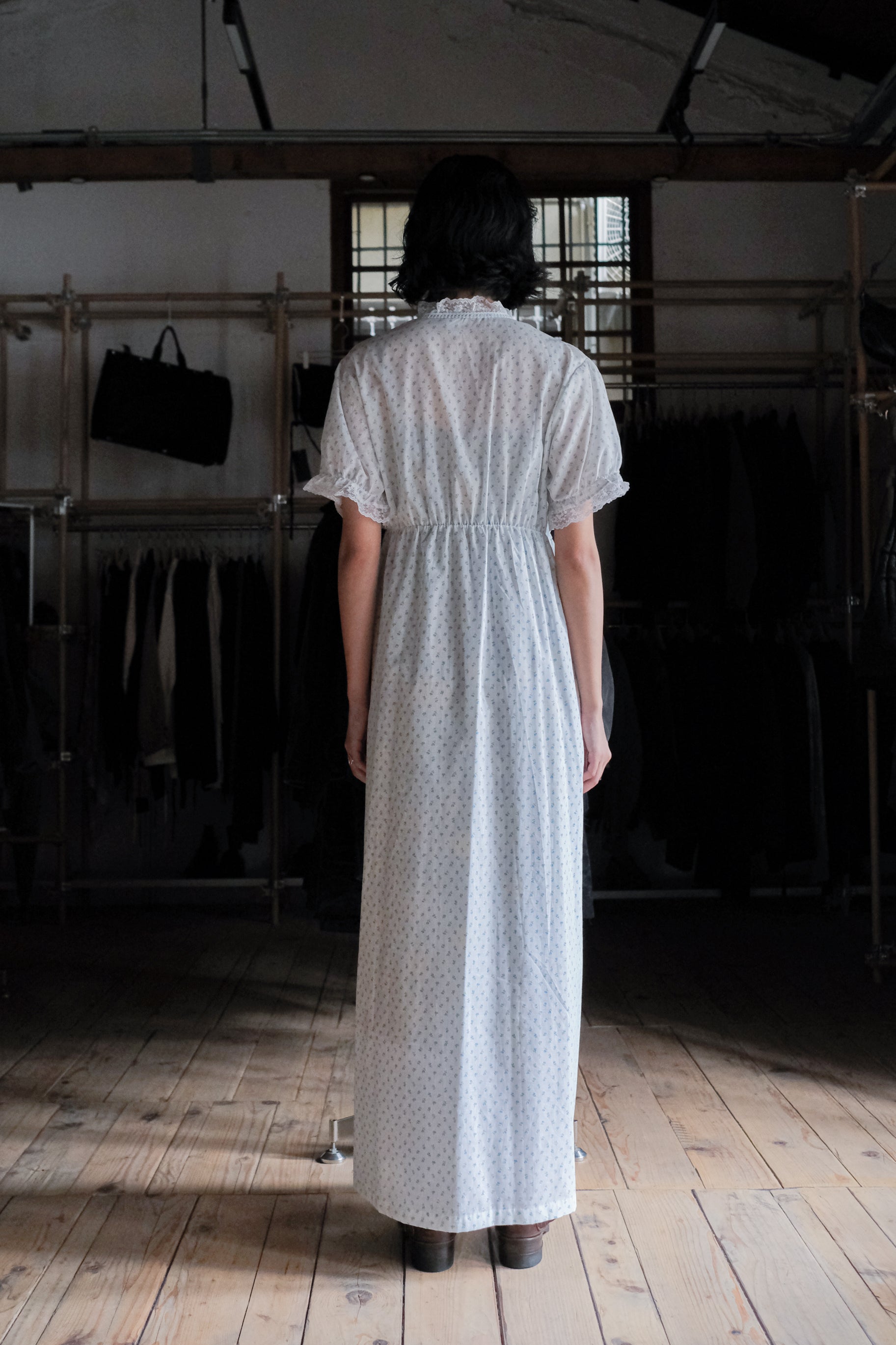 Vintage Nightgown Sheer Dress / 古著滿花透膚睡袍洋裝