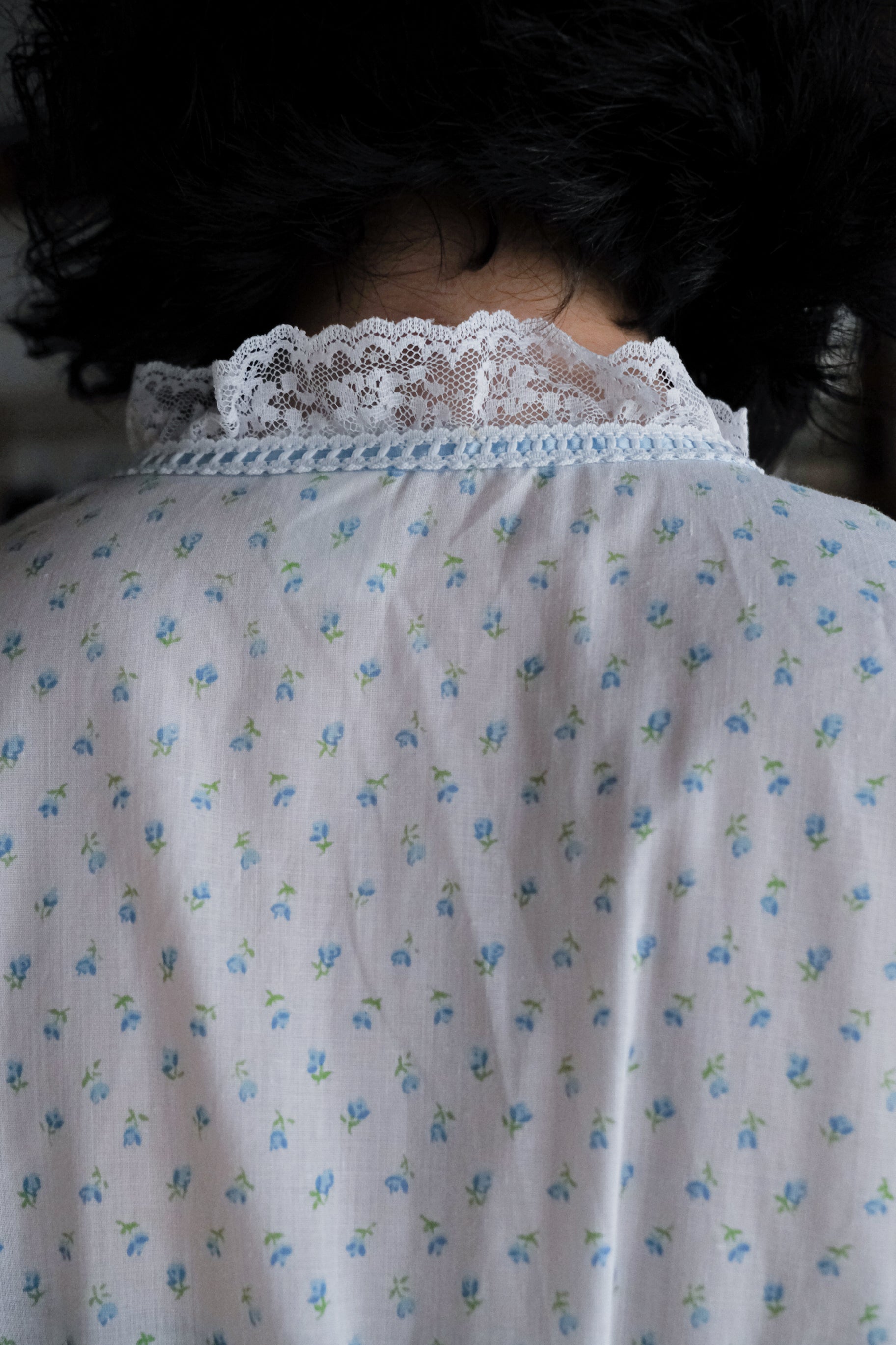 Vintage Nightgown Sheer Dress / 古著滿花透膚睡袍洋裝