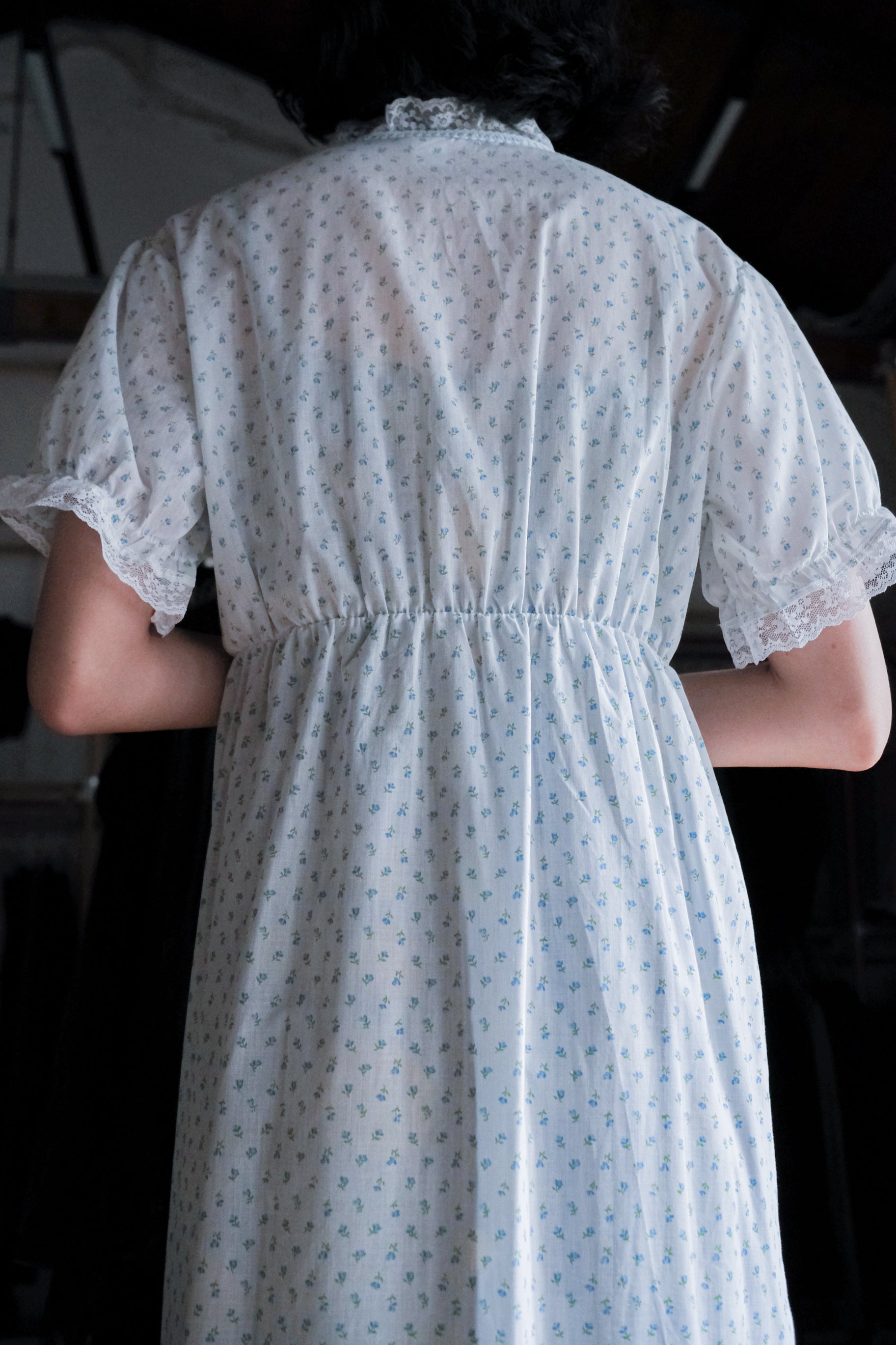 Vintage Nightgown Sheer Dress / 古著滿花透膚睡袍洋裝