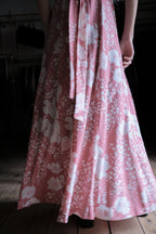 1970s Floral Flutter Sleeve Maxi Dress / 古著花卉荷葉袖長裙