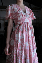 1970s Floral Flutter Sleeve Maxi Dress / 古著花卉荷葉袖長裙