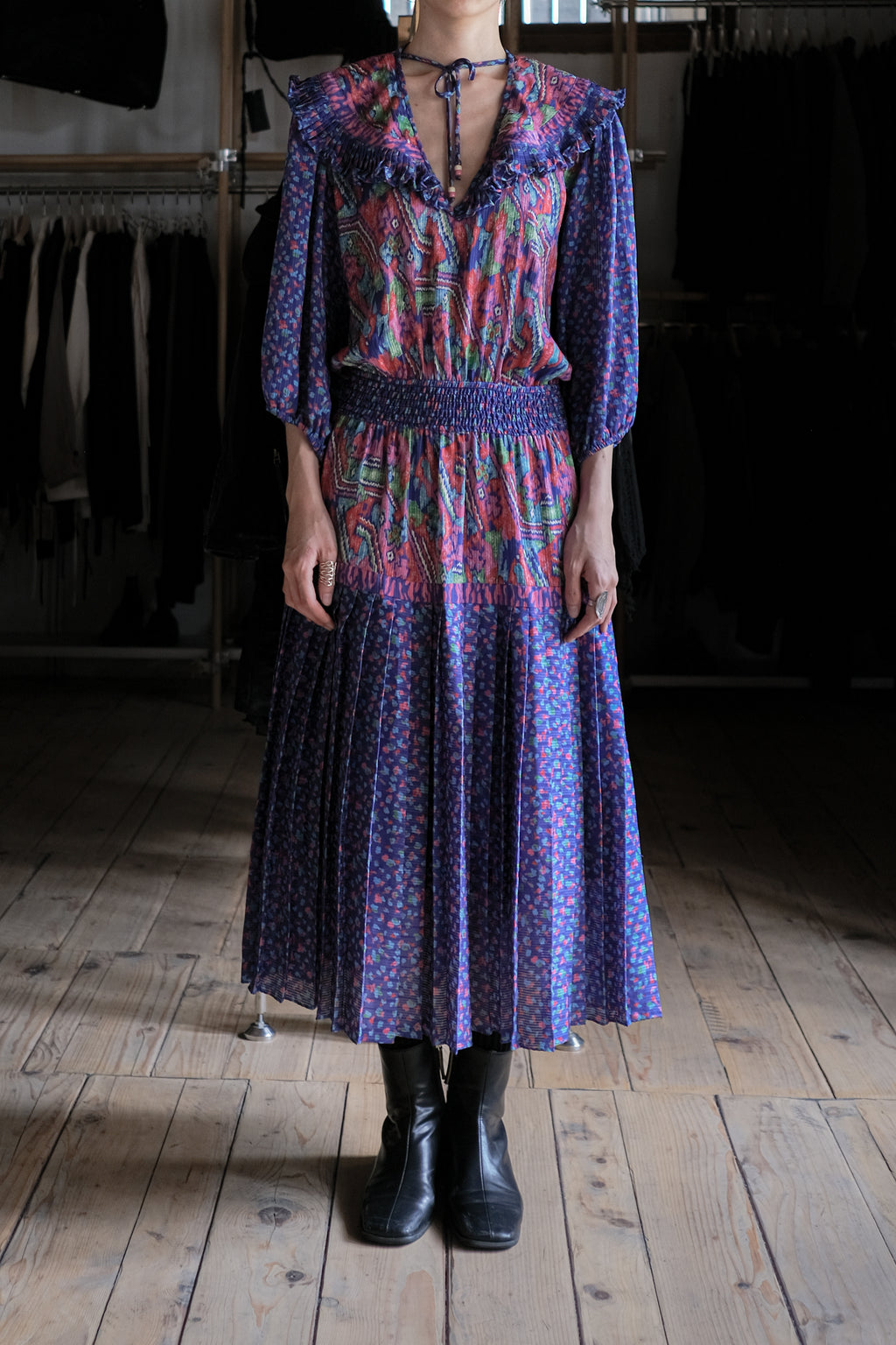 Vintage Romantic Maxi Flowy Boho Pattern Dress / 古著波西米亞風洋裝